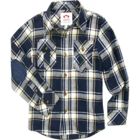 100% Cotton Button Down Flannel Shirt | Denim Blue Plaid | Appaman