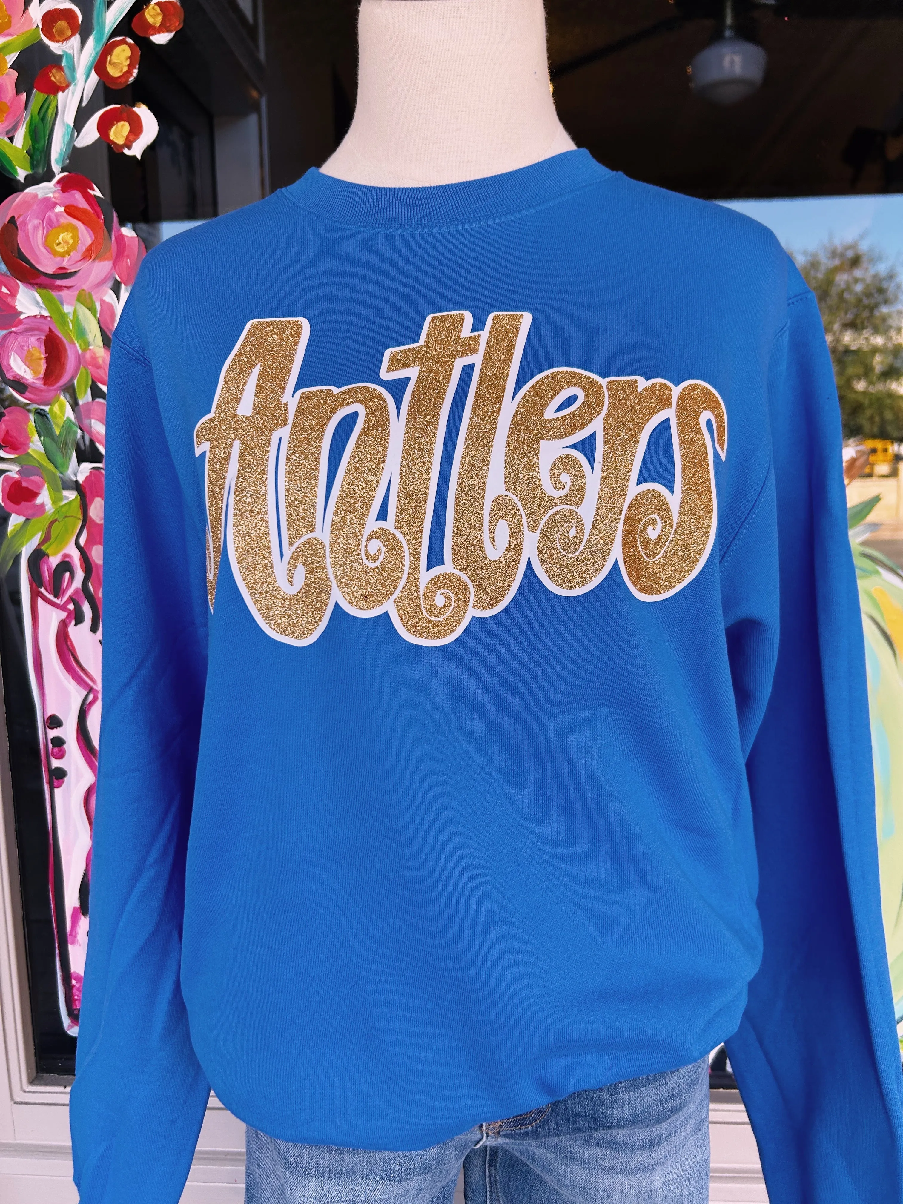 Antlers Glitter Sweatshirt- PLUS