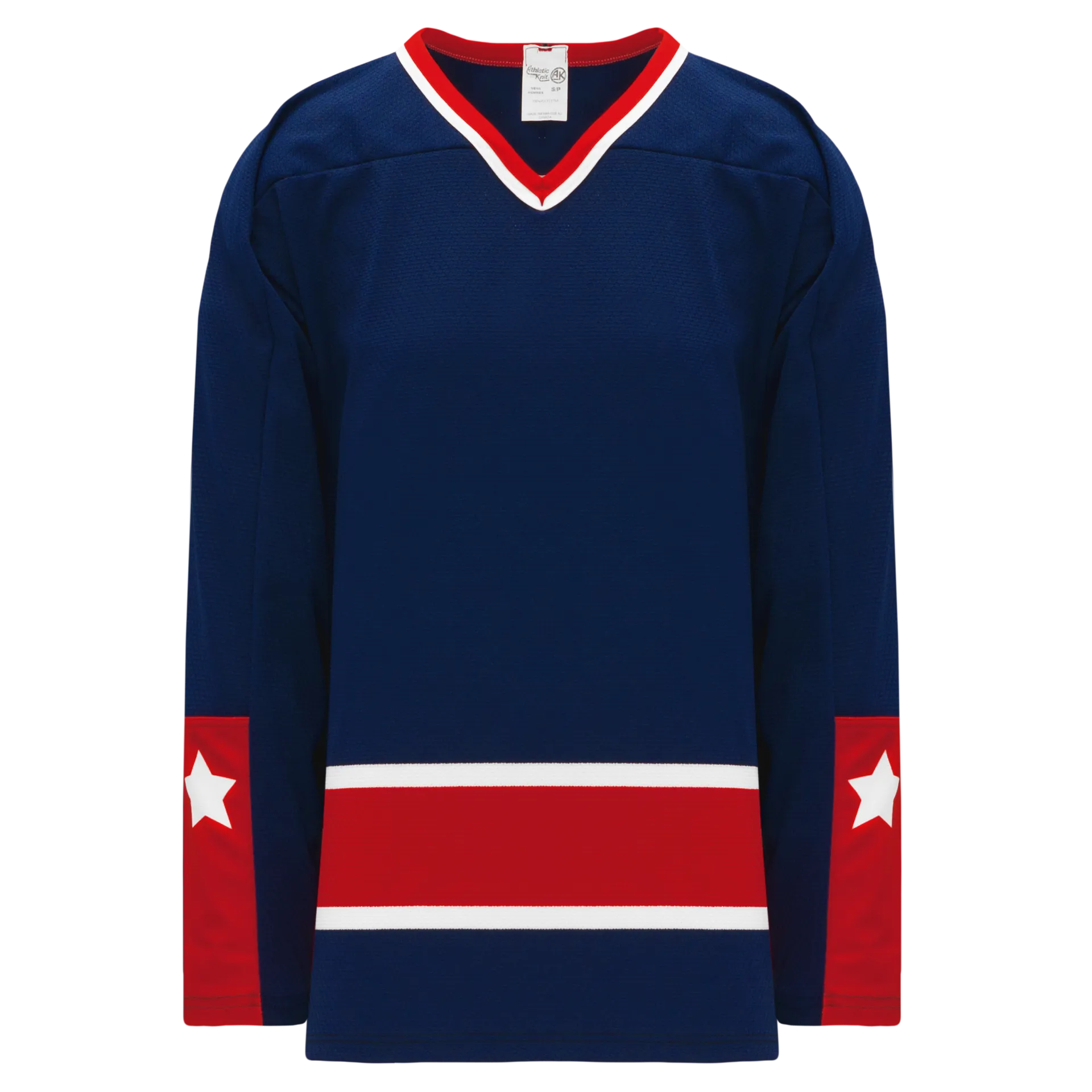 Athletic Knit (AK) H550BKA-CLM690BK Pro Series - Adult Knitted Columbus Blue Jackets Navy Hockey Jersey