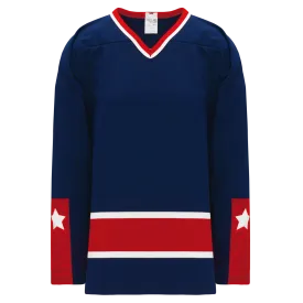 Athletic Knit (AK) H550BKA-CLM690BK Pro Series - Adult Knitted Columbus Blue Jackets Navy Hockey Jersey