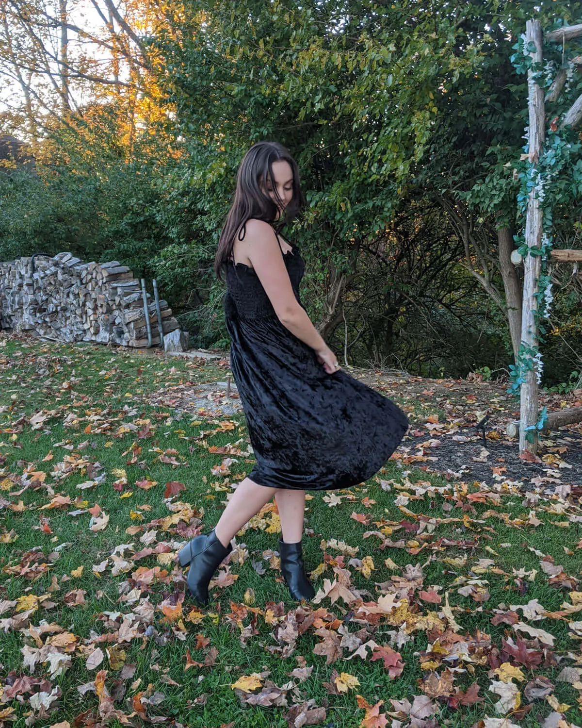 Black Crushed Velvet Dakota Dress