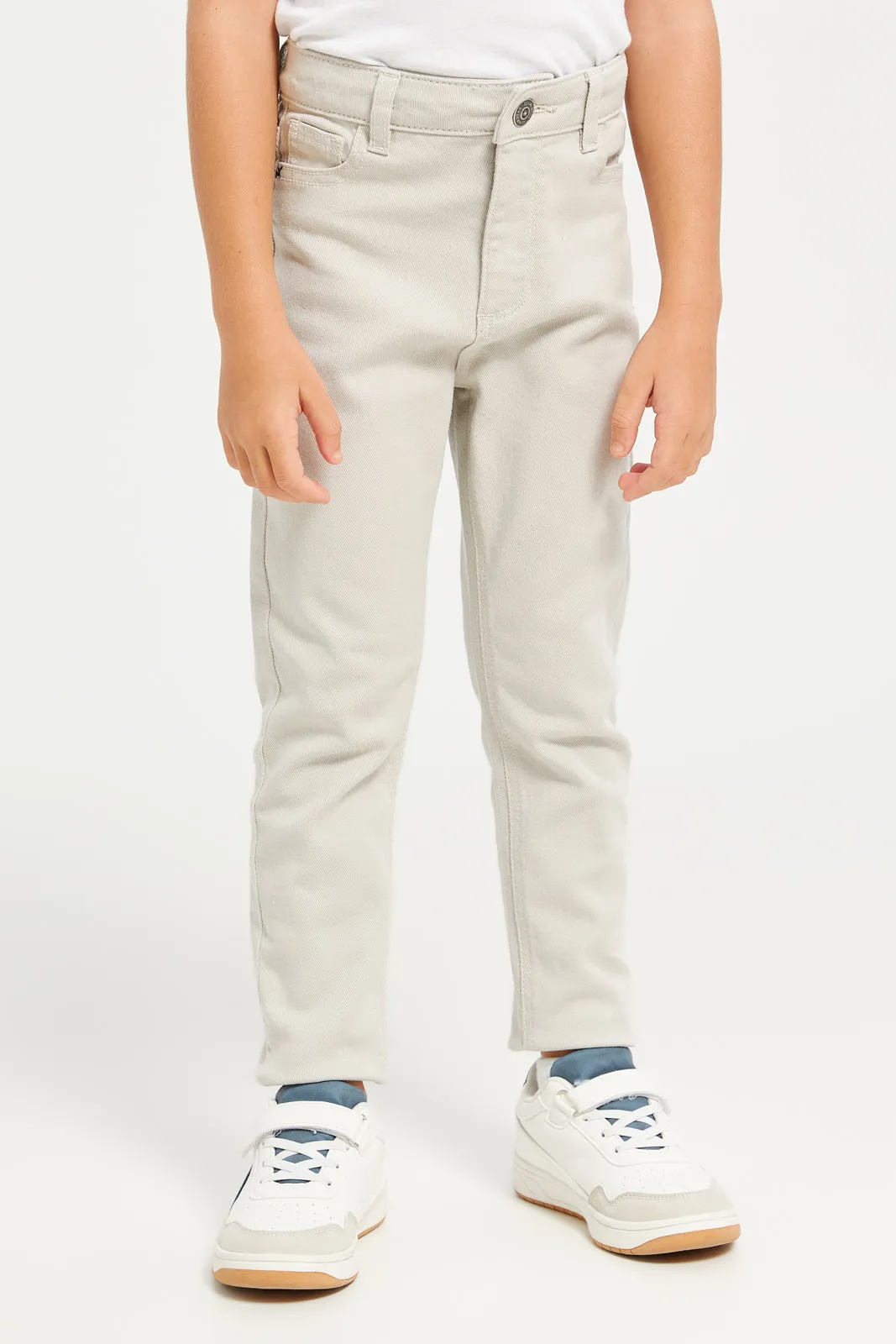 Boys Grey Denim Chino Trousers