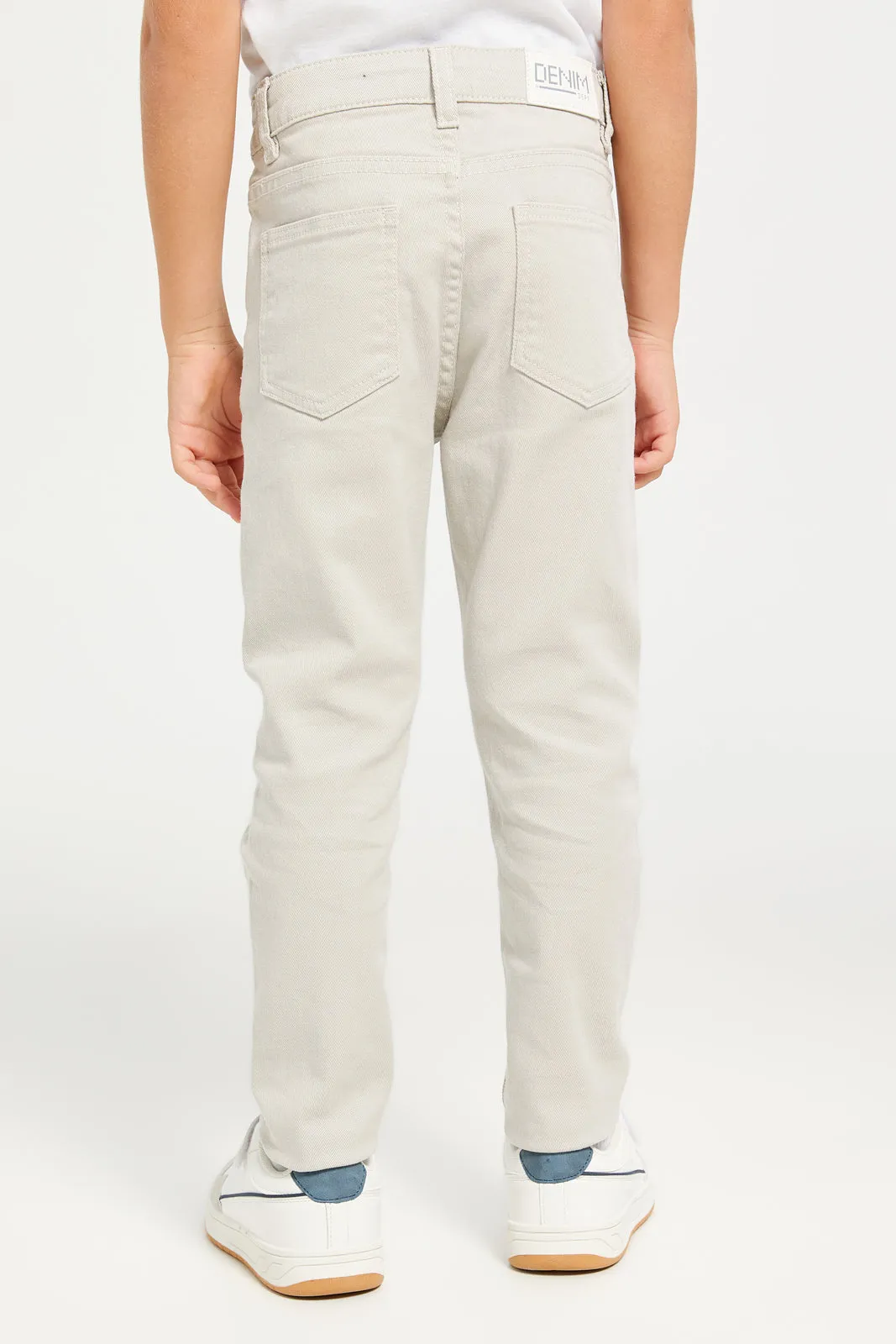 Boys Grey Denim Chino Trousers