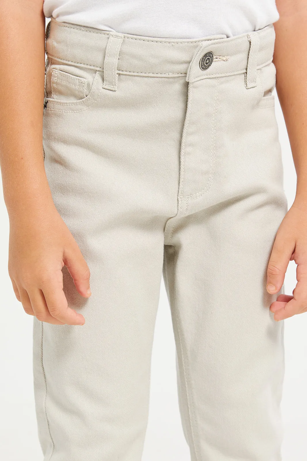 Boys Grey Denim Chino Trousers