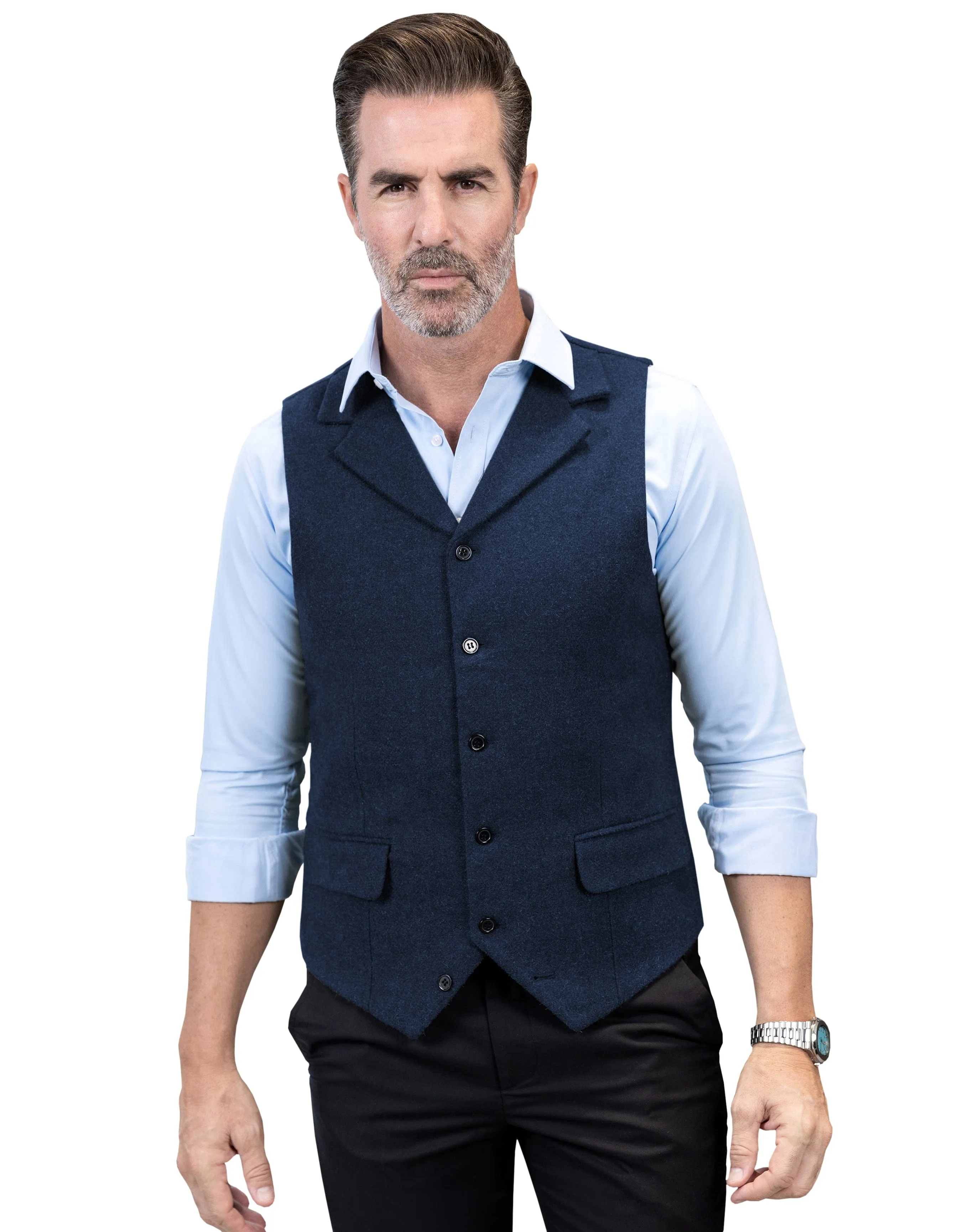 Business Casual Single Breasted Notch Lapel Mens Vest