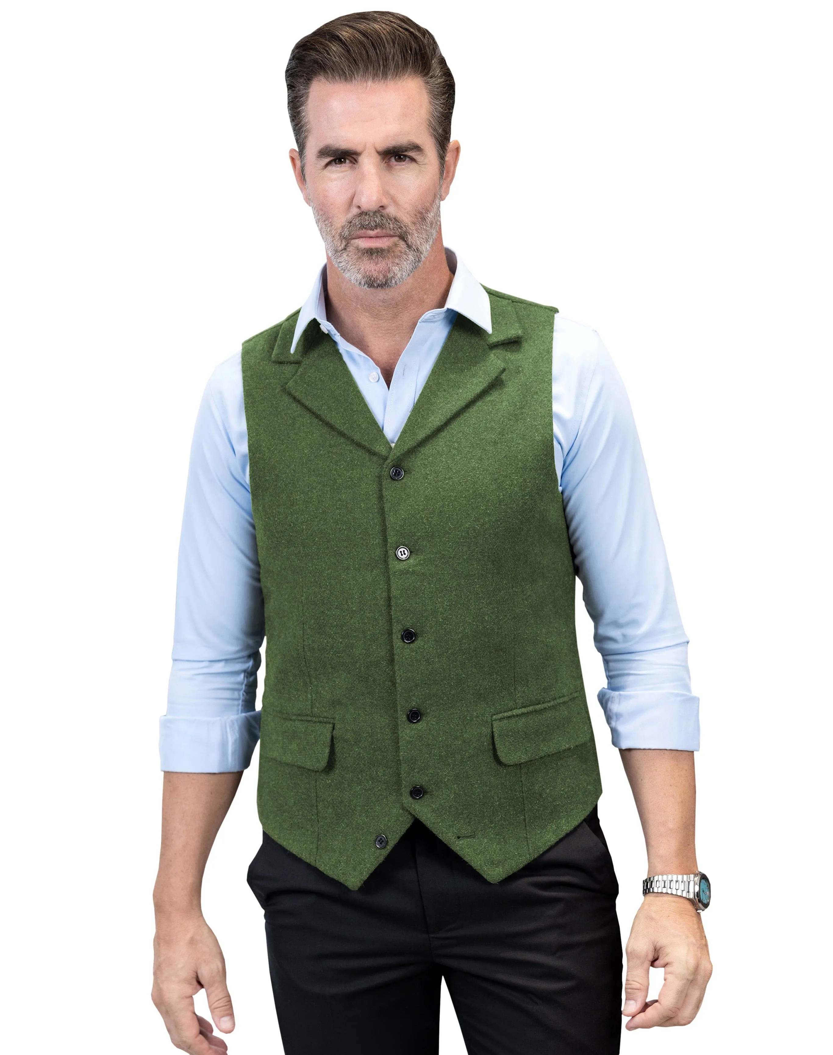 Business Casual Single Breasted Notch Lapel Mens Vest