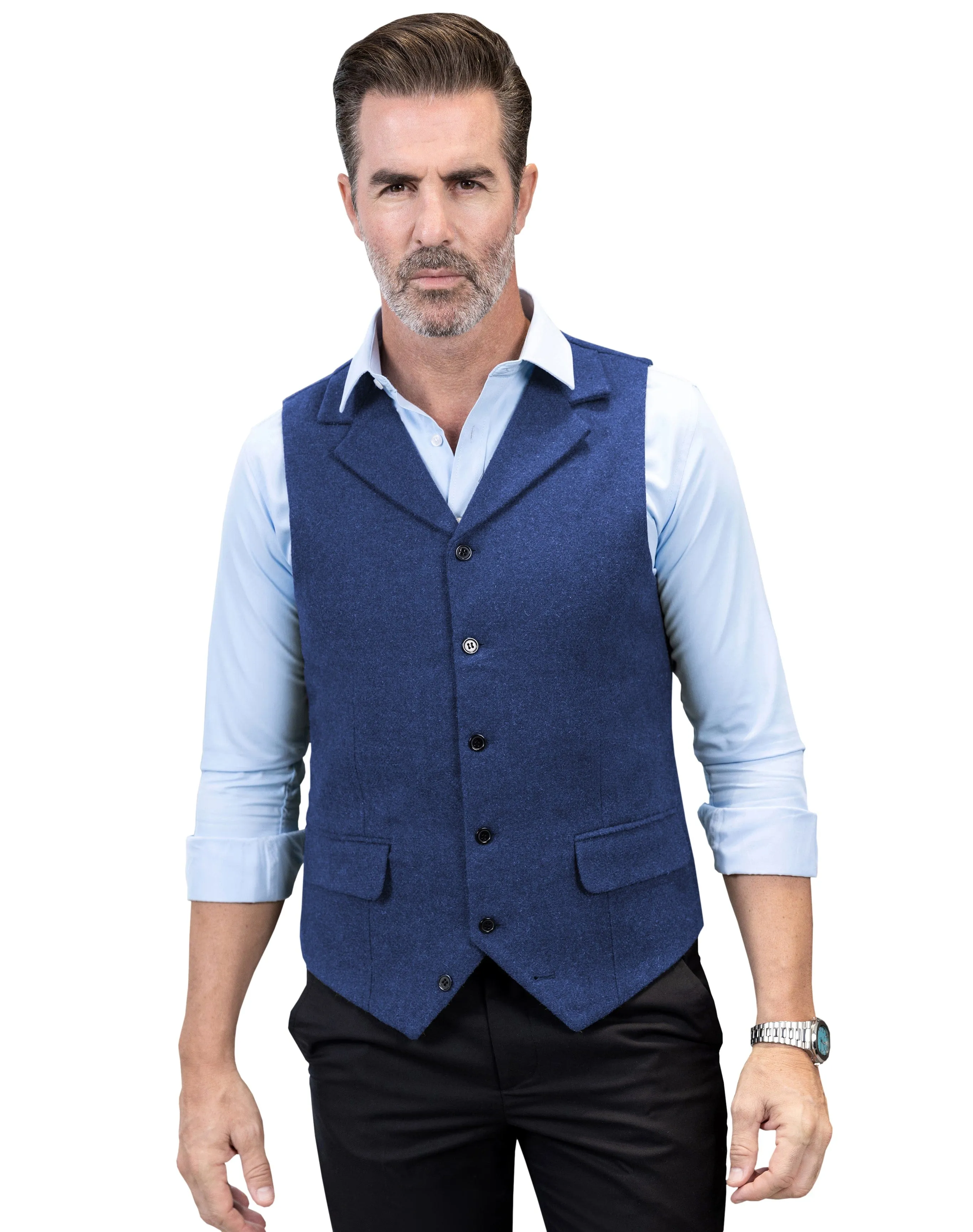 Business Casual Single Breasted Notch Lapel Mens Vest