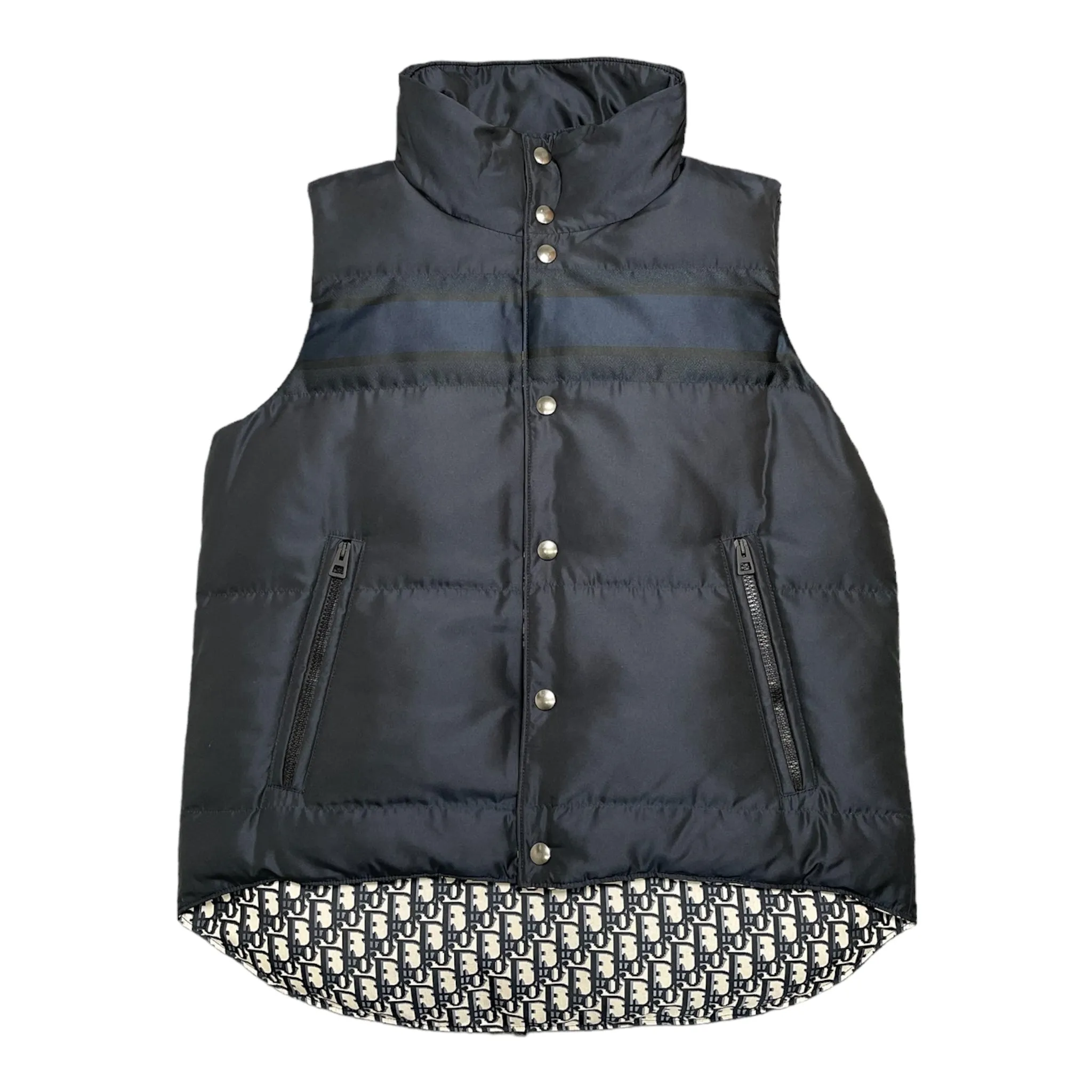 Dior Oblique Reversible Down Vest Beige Navy Blue (W)