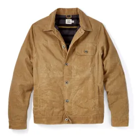 Flannel-Lined Waxed Trucker Jacket in Field Tan