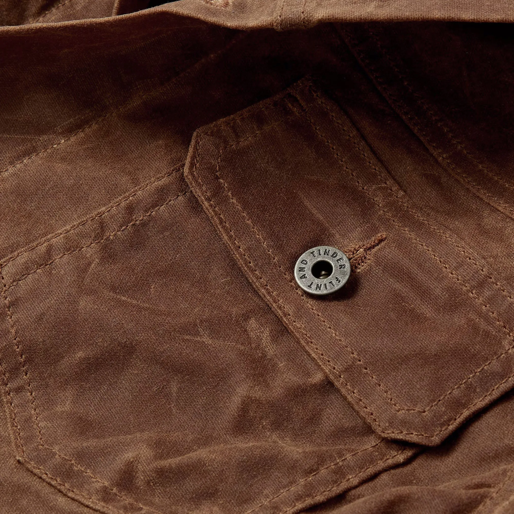 Flannel-Lined Waxed Trucker Jacket in Havana