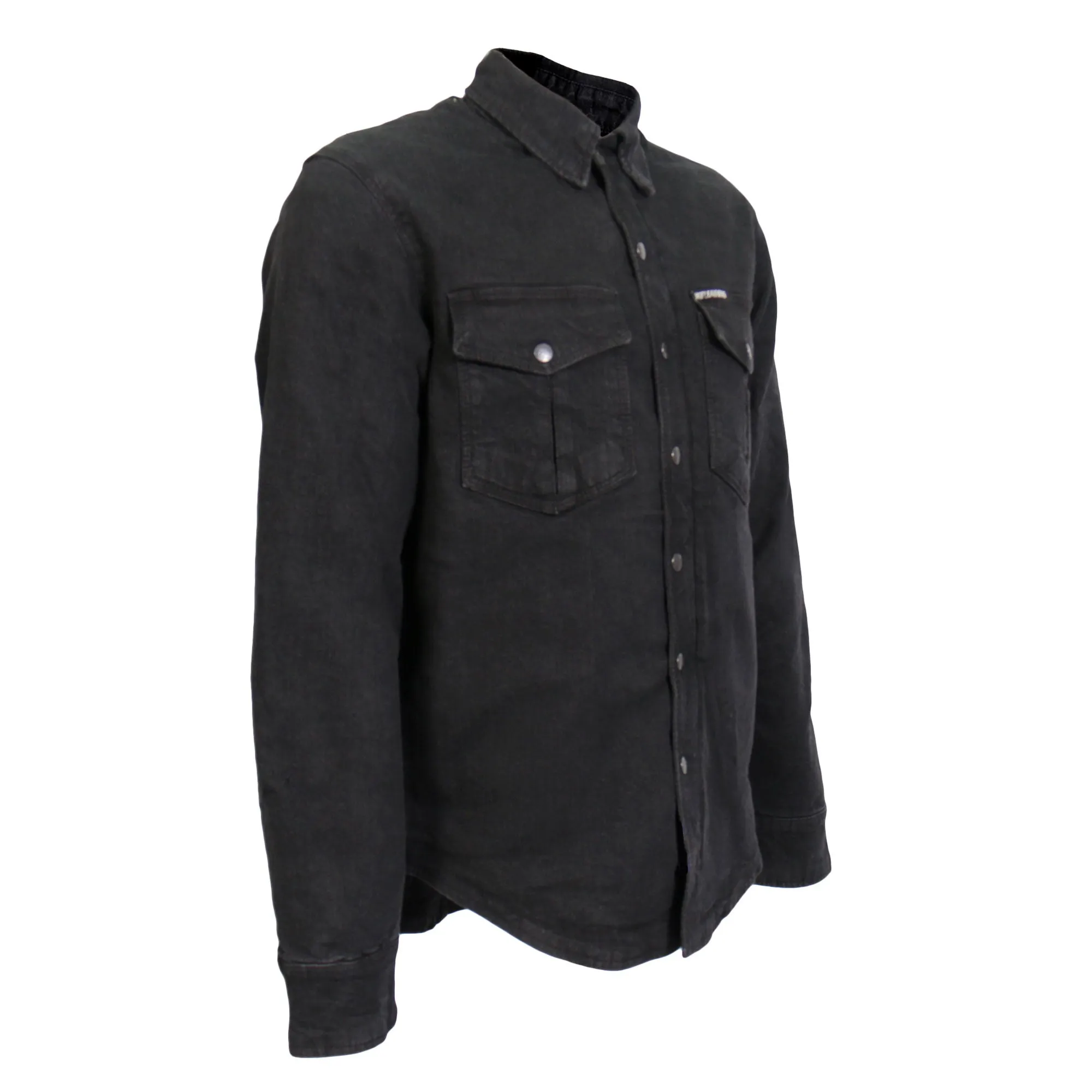 Hot Leathers JKM3009 Men's Classic Motorcycle Black Denim Long Sleeve Biker Shirt with Armor