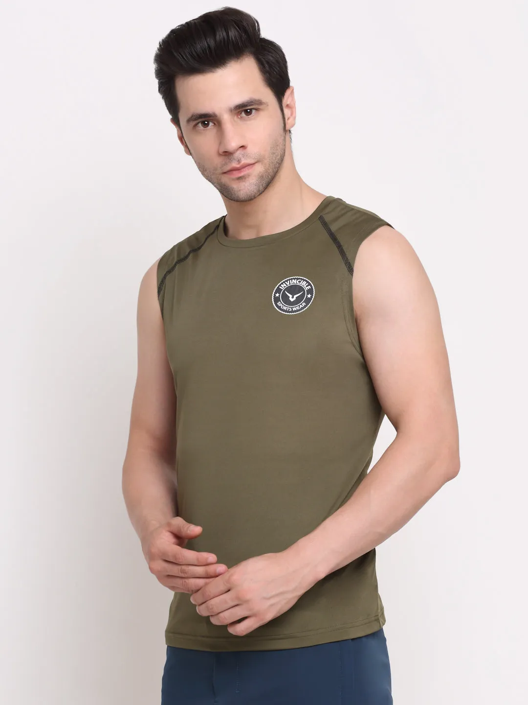 Invincible Men's Sleeveless Tee With Detail