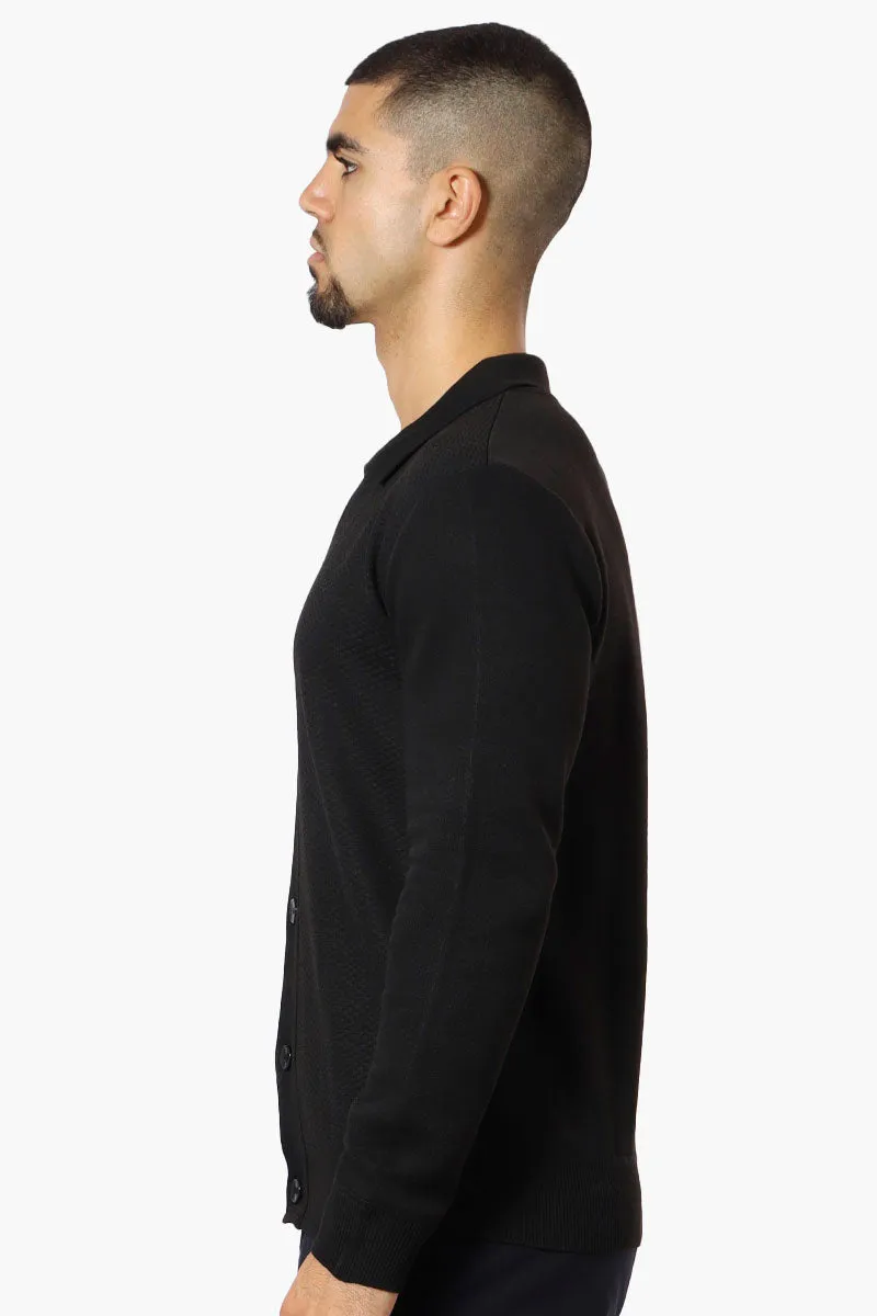 Jay Y. Ko Button Up Textured Cardigan - Black