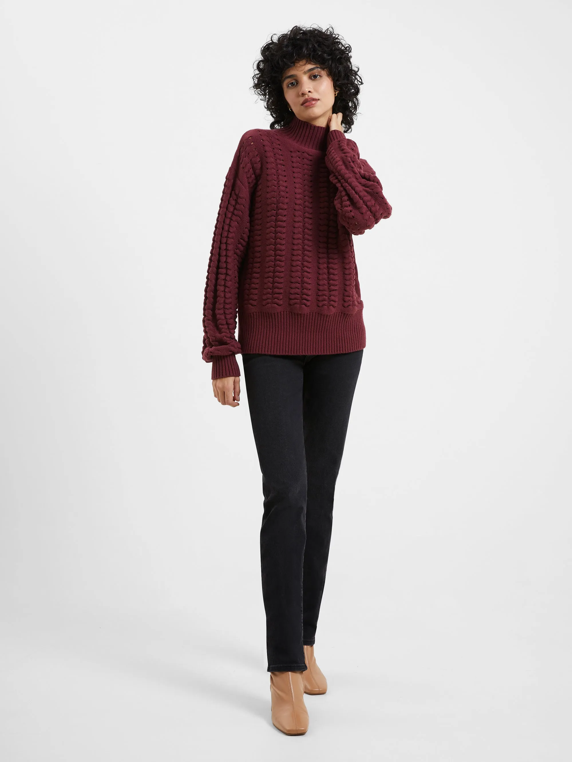 Jolee High Neck Cable Knit Jumper