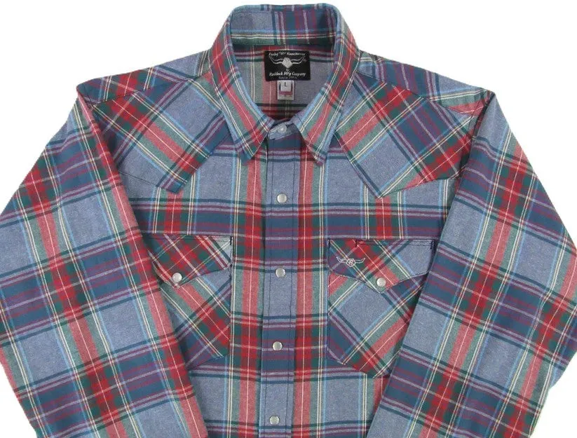 Men's Flannel Western Shirt - Chambray Plaid