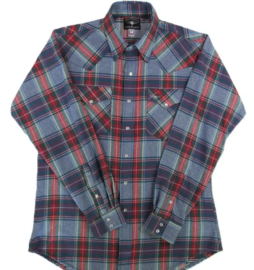 Men's Flannel Western Shirt - Chambray Plaid