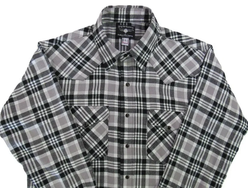 Men's Flannel Western Shirt - Cloud Gray Plaid