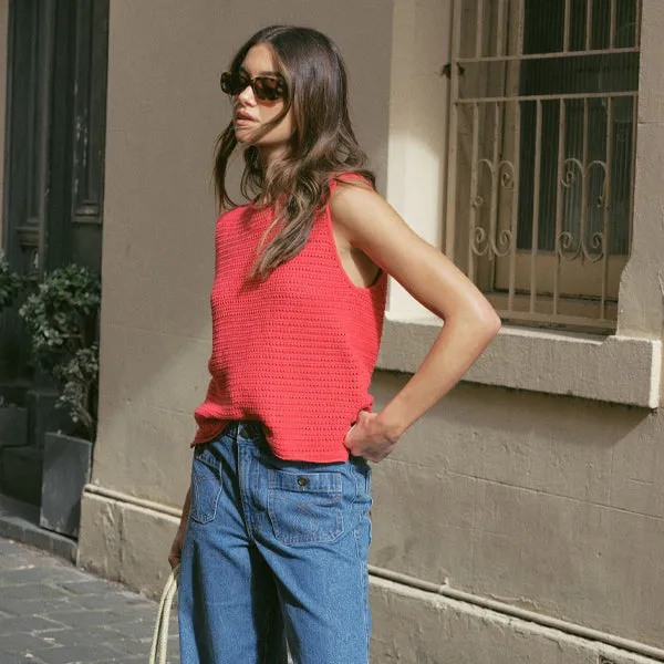 Mesh Knit Tank - Heritage Red