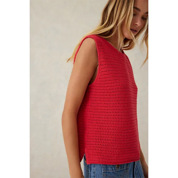 Mesh Knit Tank - Heritage Red