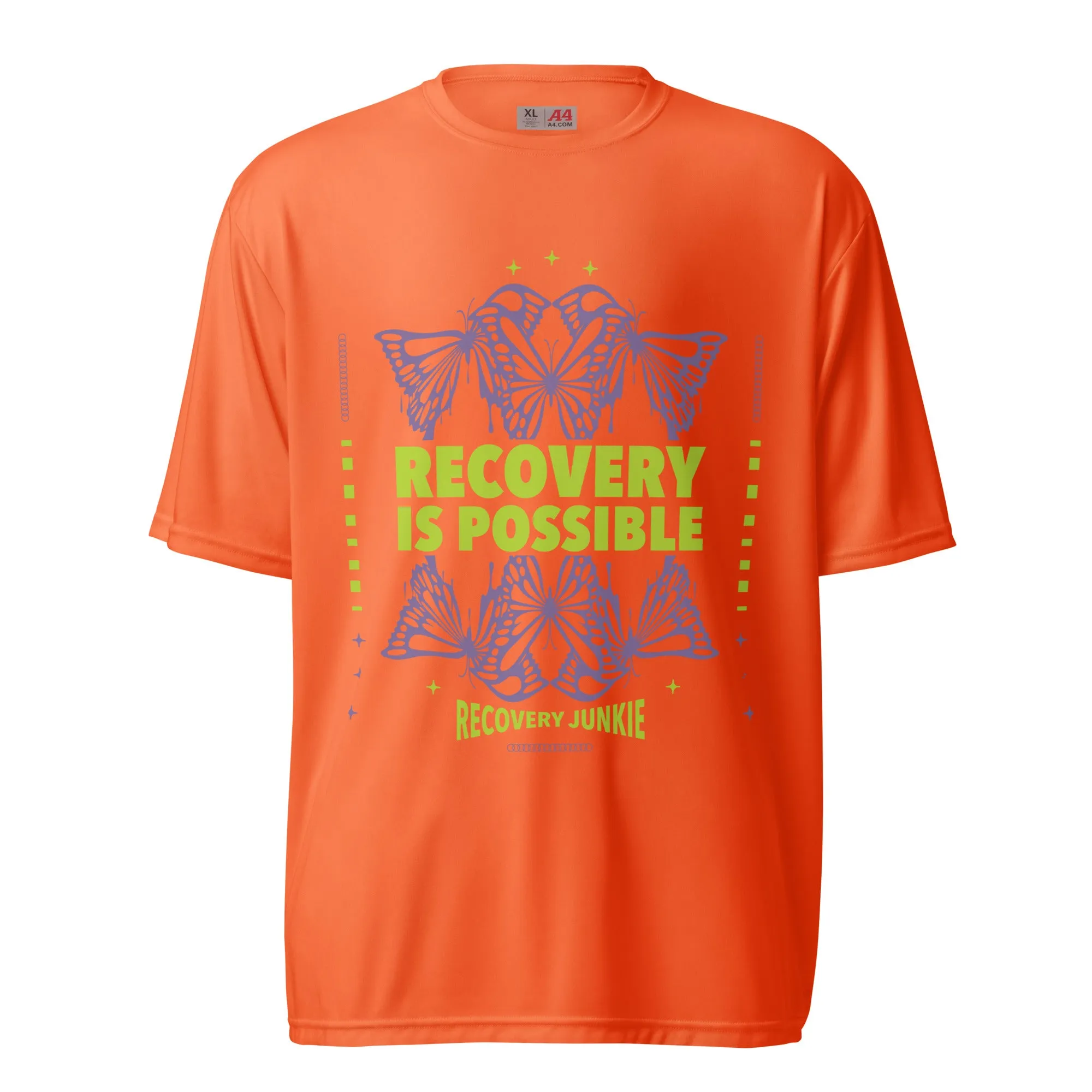 Recovery Is Possible Recovery Junkie Unisex performance crew neck t-shirt