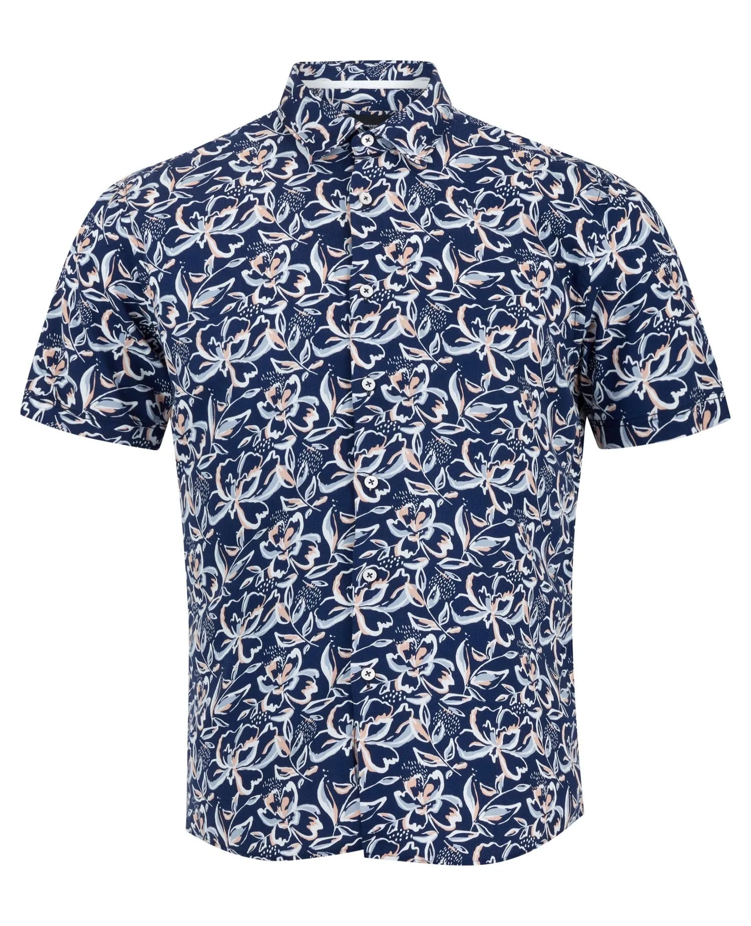 REMUS UOMO® S/S Fancy Wild Flower Print Shirt/Blue - New SS24