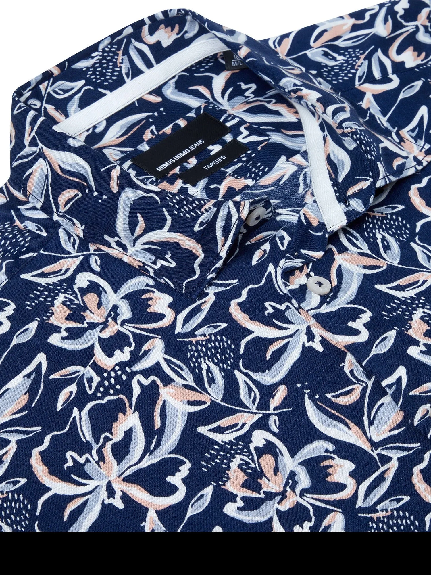 REMUS UOMO® S/S Fancy Wild Flower Print Shirt/Blue - New SS24