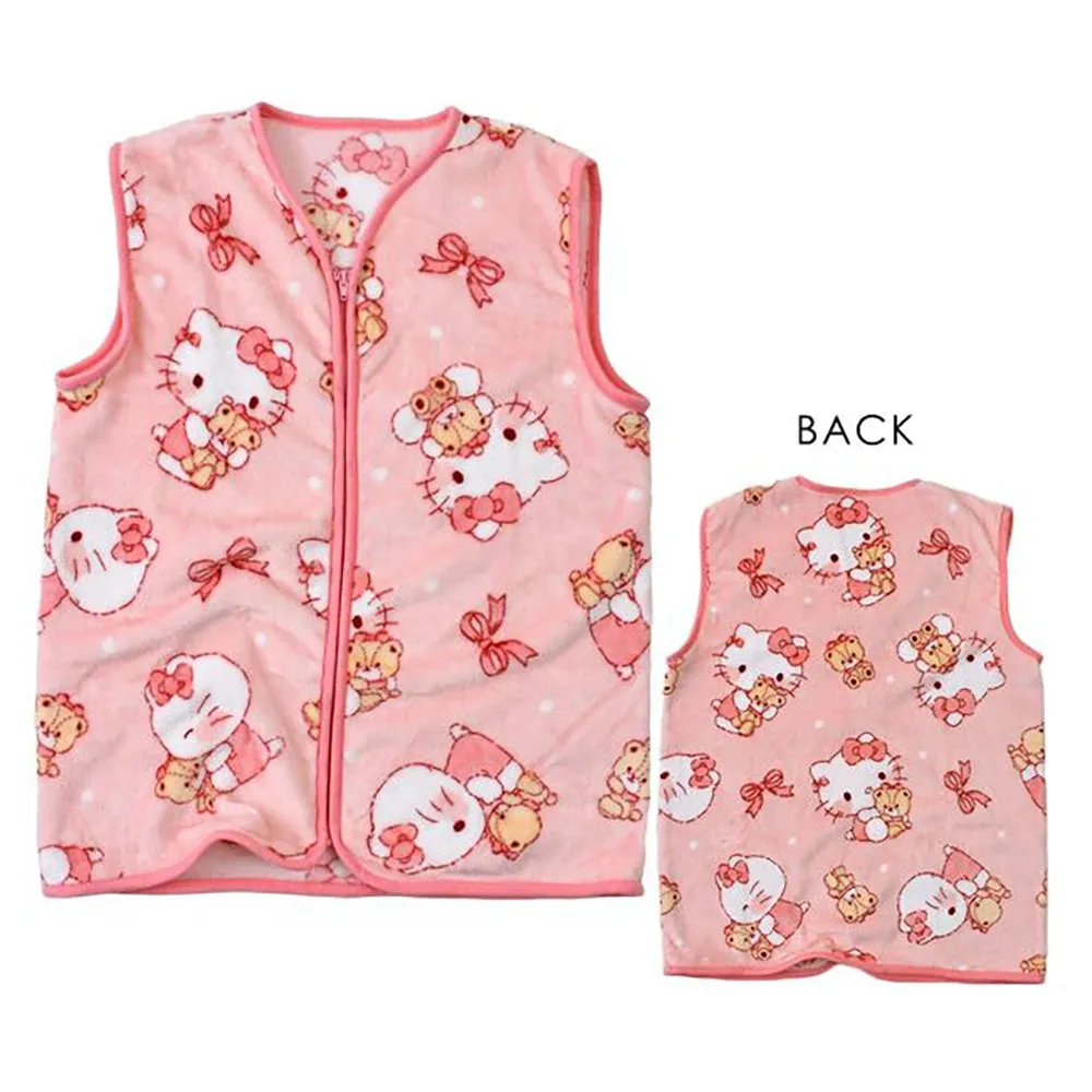 Sanrio Flannel Home Vest Pajamas Home Clothes Fluffy Warm Winter Hello Kitty Kuromi Cinnamoroll My Melody