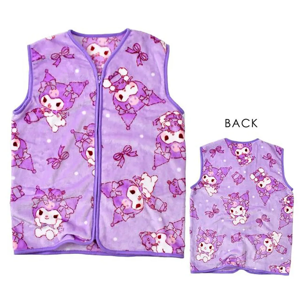 Sanrio Flannel Home Vest Pajamas Home Clothes Fluffy Warm Winter Hello Kitty Kuromi Cinnamoroll My Melody