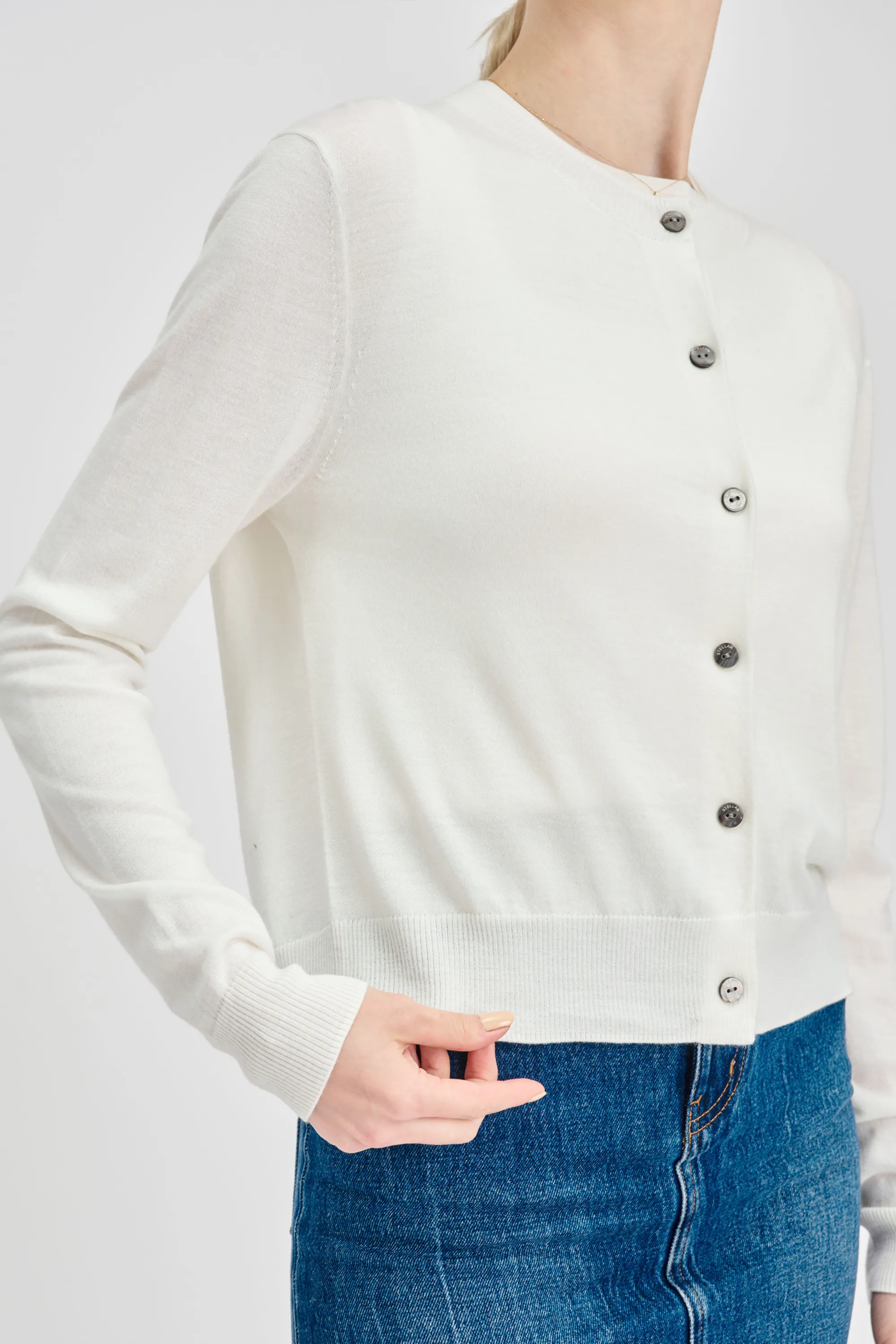 SARAH silk-blended cardigan (White)