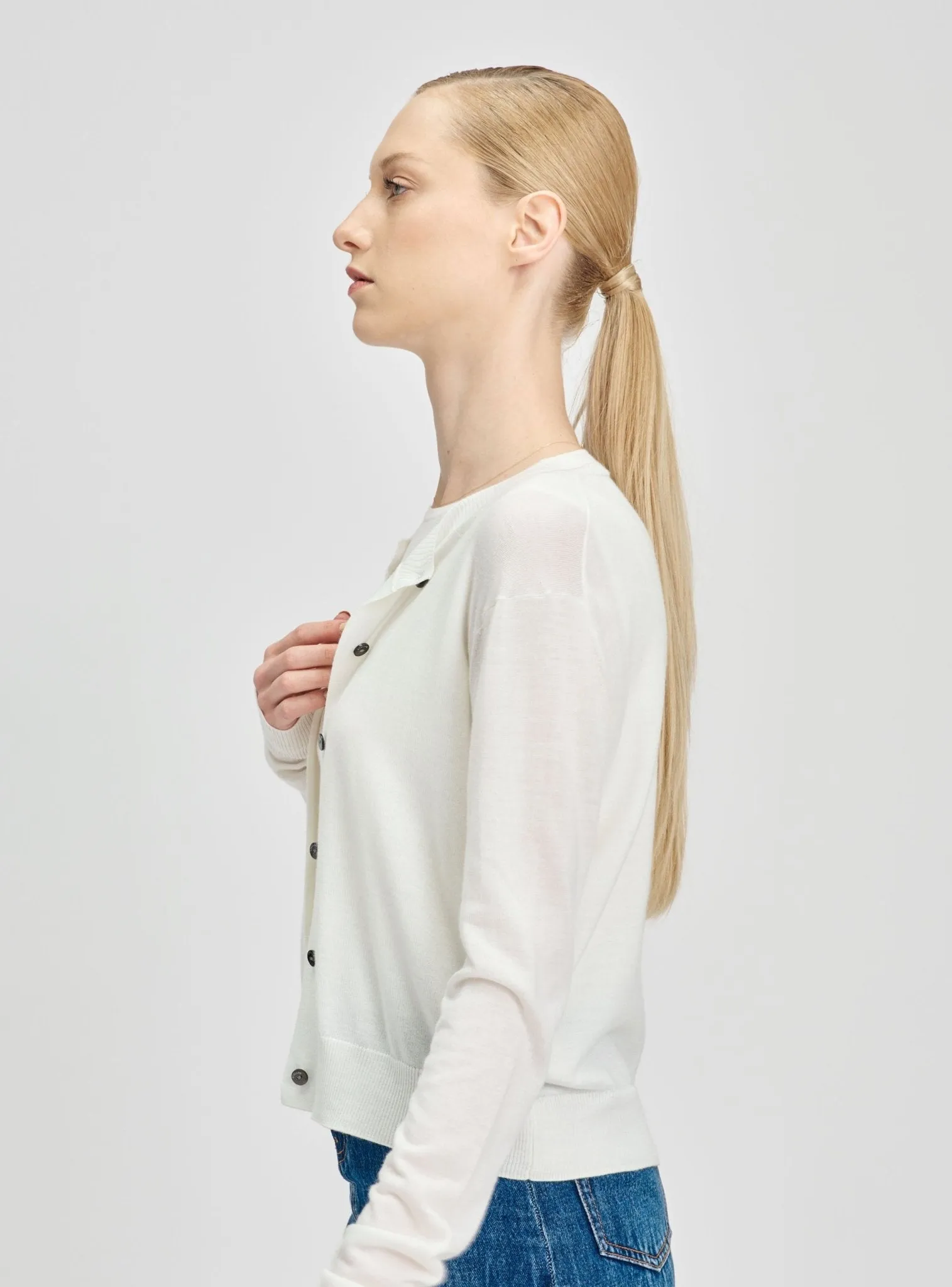 SARAH silk-blended cardigan (White)