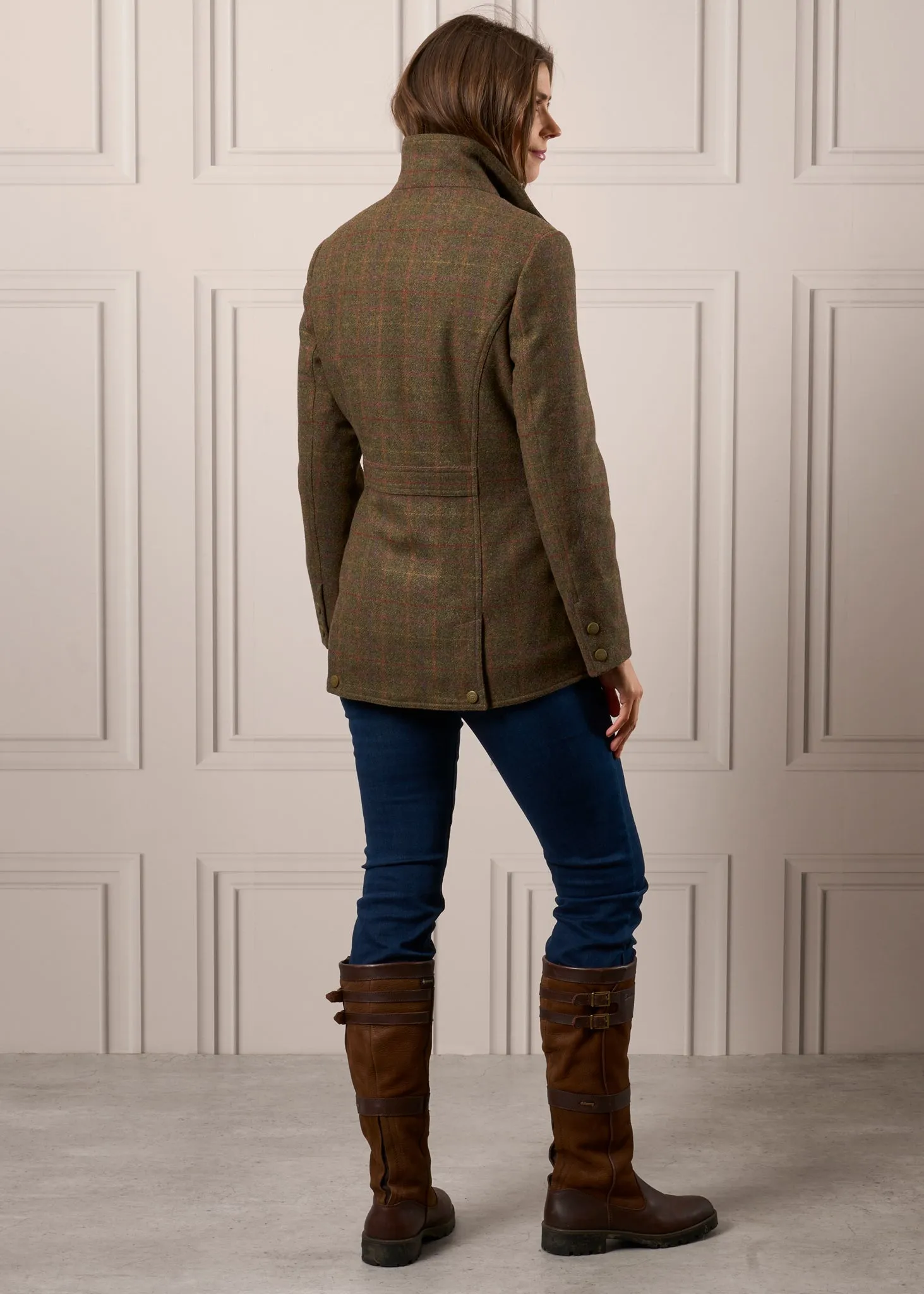 Surrey Ladies Tweed Coat In Hemlock - Regular Fit