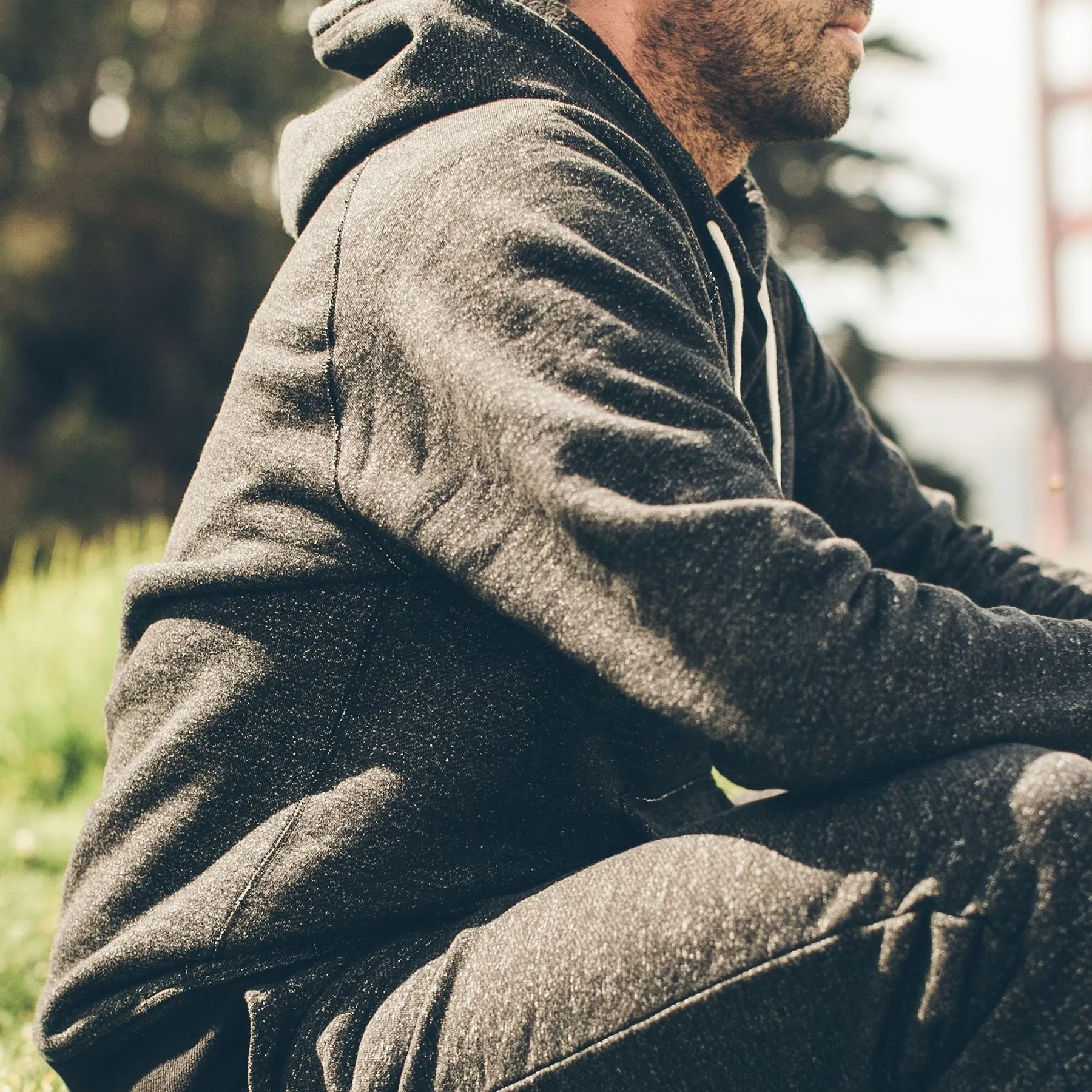 The Hoodie in Charcoal Fleck Fleece