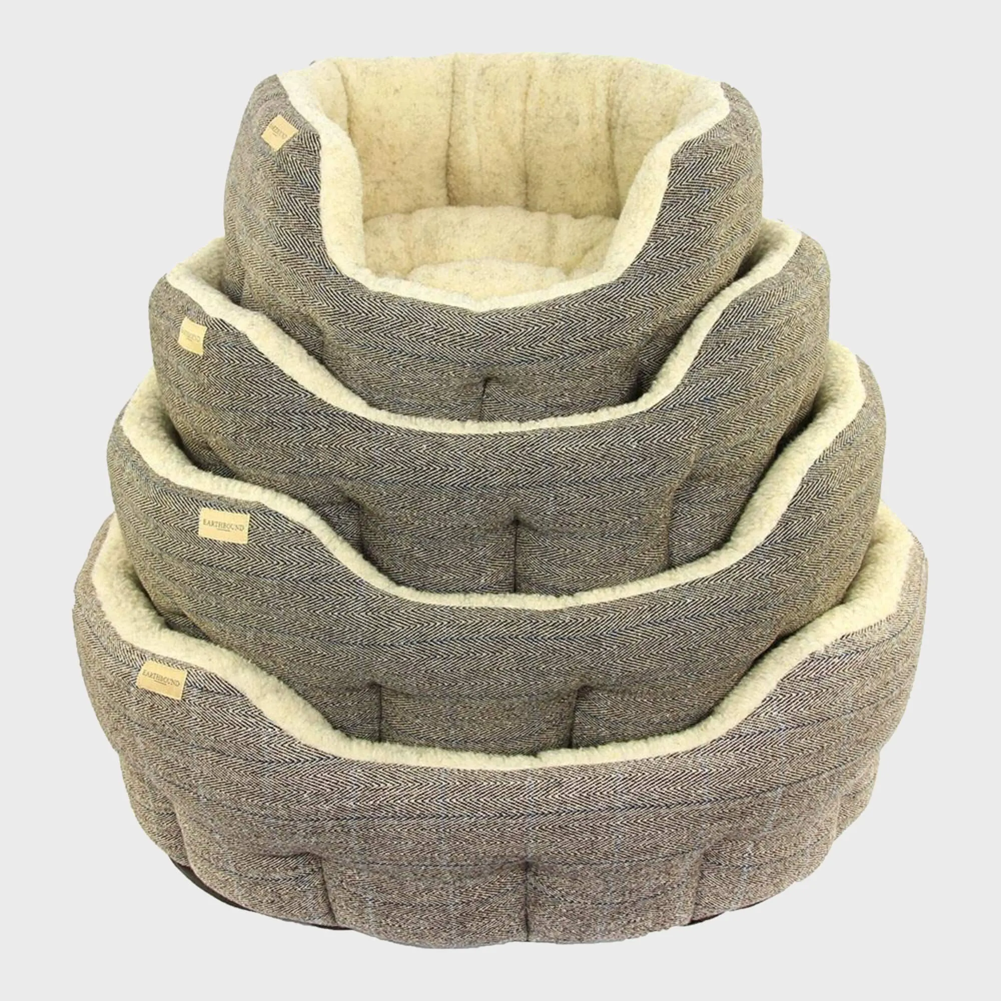 Tweed and Sherpa Bed Beige