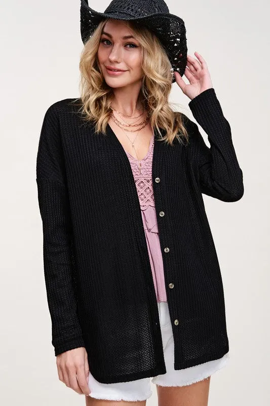 Waffle Knit Cardigan